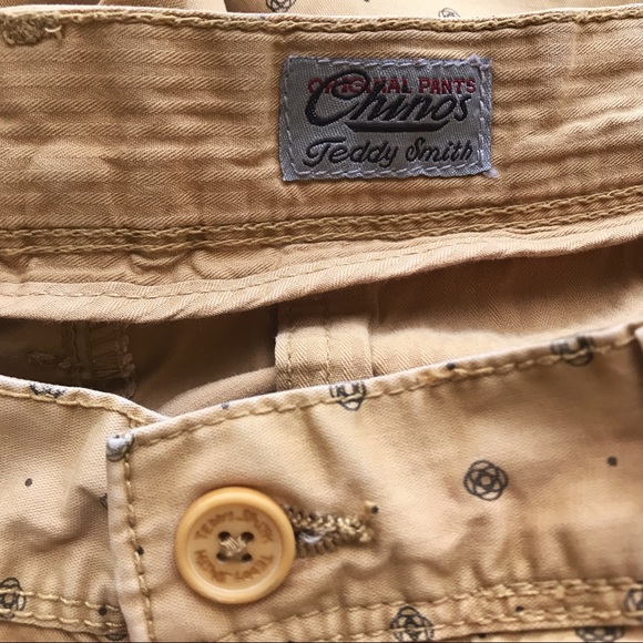 Teddy Smith Men’s 32 Chino Print Shorts Tan Black - Picture 2 of 7